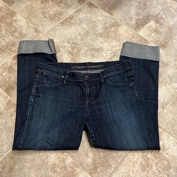 Citizens of Humanity Dani cropped straight leg dark wash jeans stretchy … - Picture 3 of 10